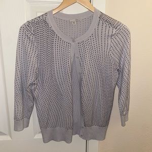 Halogen Light Gray Cardigan with Black and Gray Dots